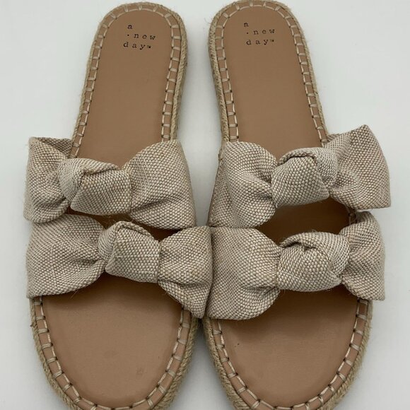 A.New.Day Miriam Double Knotted Natural Hemp-Style Espadrille Slide Sz 11 - Picture 1 of 9